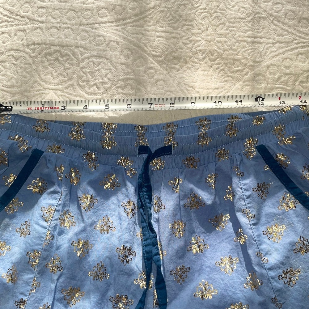 Disney Pajama Pants Women's Medium Blue Gold Damask Print Lounge Sleepwear - Picture 2 of 13